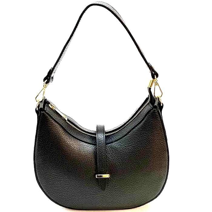 Pebbled Leather Hobo Bag: Handmade Italian Structured Shoulder Bag
