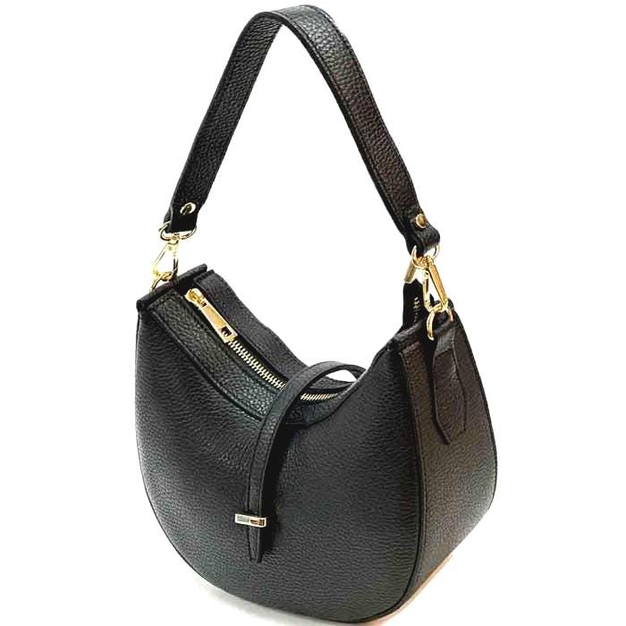 Pebbled Leather Hobo Bag: Handmade Italian Structured Shoulder Bag