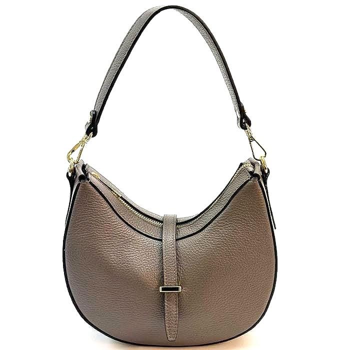 Pebbled Leather Hobo Bag: Handmade Italian Structured Shoulder Bag