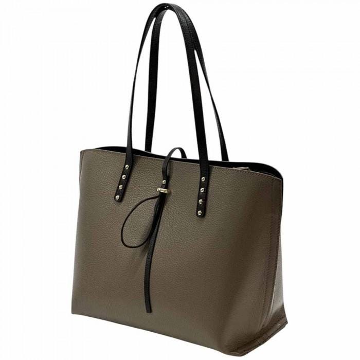 Pebbled Leather Shopping Tote: Handmade Italian Leather Bag
