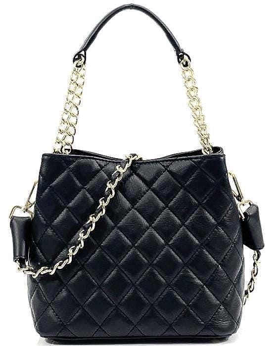 Quilted Leather Tote Bag: Designer-Inspired Shoulder Bag, Made in Italy