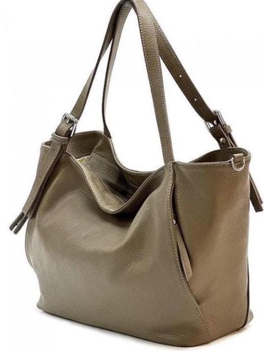Handmade Calfskin Leather Tote Bag with an Adjustable Crossbody Strap