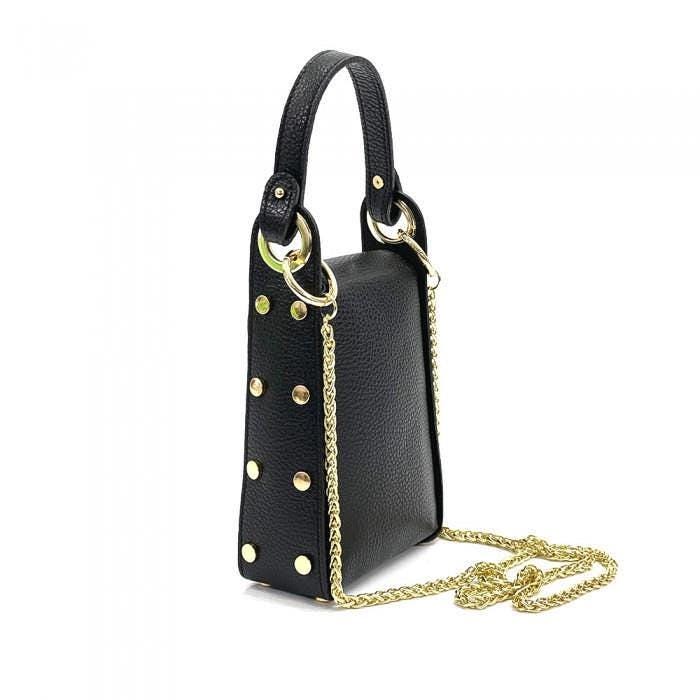 Bee Bag in Lux Leather. Handcarry or Shoulder with Gold Tone Honey Bee Embellishment