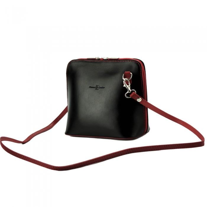 Italian Leather Crossbody Bag: Compact Zipper Shoulder Bag