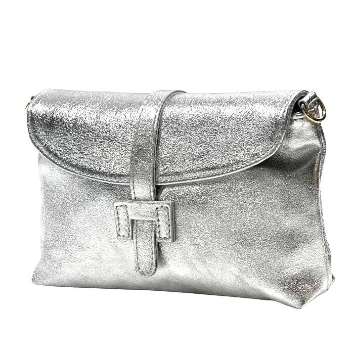 Metallic Leather Clutch or Shoulder Bag in Gold, Silver, and Bronze