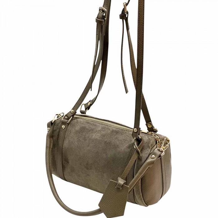 Suede and Leather Handbag/Shoulder/Crosbody  Handmade in Italy