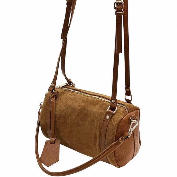 Suede and Leather Handbag/Shoulder/Crosbody  Handmade in Italy