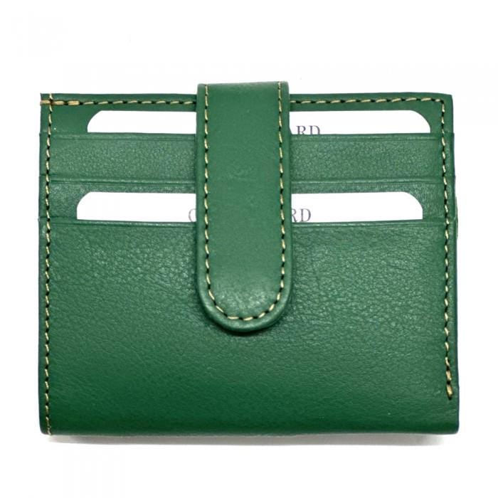 Handmade Italian Leather Compact Wallet - Green Calfskin