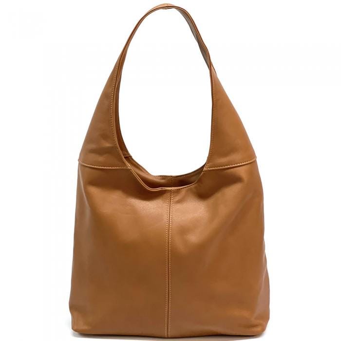 Handmade Italian Leather Hobo Tote Bag: Soft Full-Grain Shoulder Bag