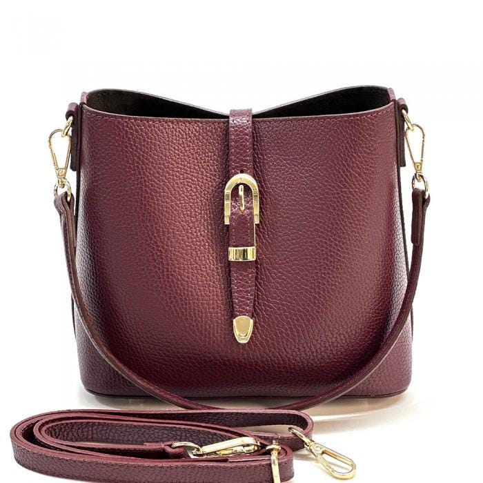 Handmade Italian Leather Bucket Bag: Tan Pebbled Full-Grain