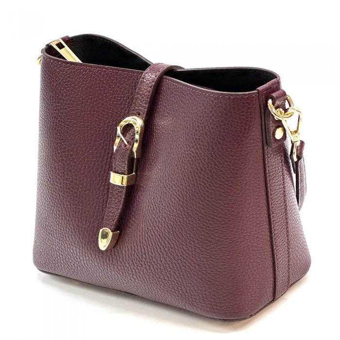 Handmade Italian Leather Bucket Bag: Tan Pebbled Full-Grain