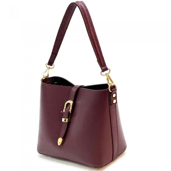 Handmade Italian Leather Bucket Bag: Tan Pebbled Full-Grain