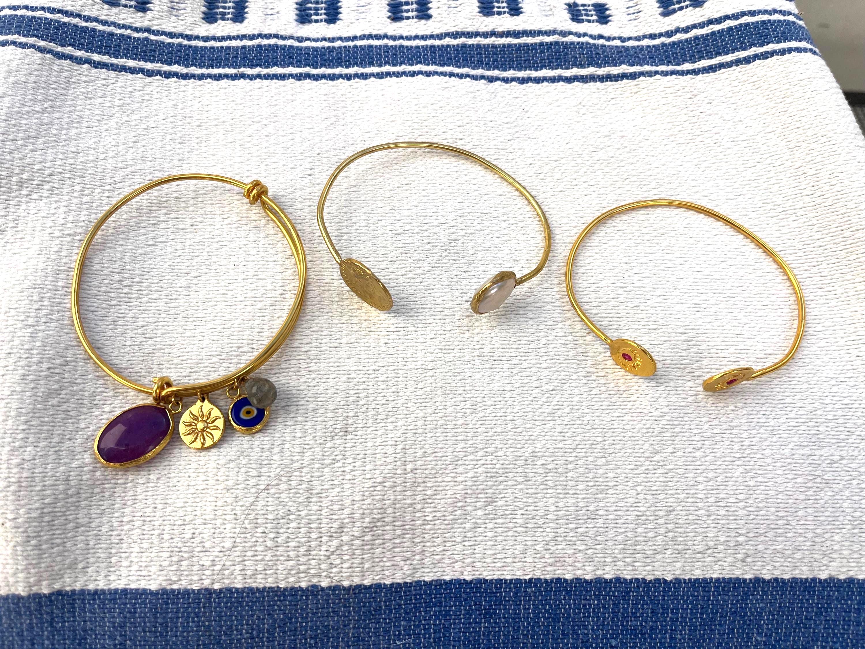 Eye of Horus Bracelet - Istanbul Craftsmanship - 24k Gold Plated - Flexible Sizing