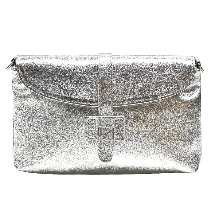 Metallic Leather Clutch or Shoulder Bag in Gold, Silver, and Bronze