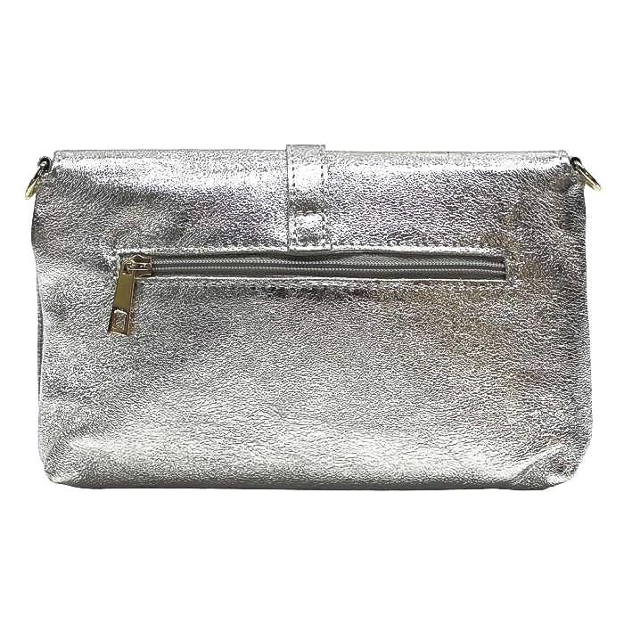 Metallic Leather Clutch or Shoulder Bag in Gold, Silver, and Bronze