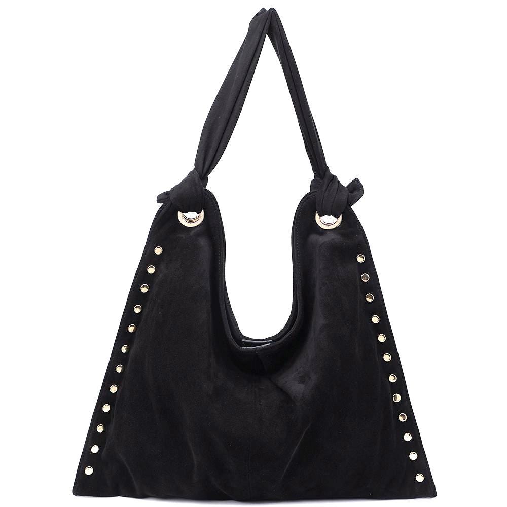 Modern Studded Hobo Bag Design in Lux Vegan Suede
