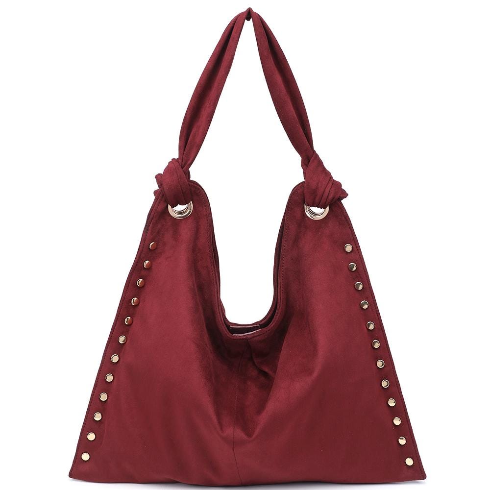 Modern Studded Hobo Bag Design in Lux Vegan Suede