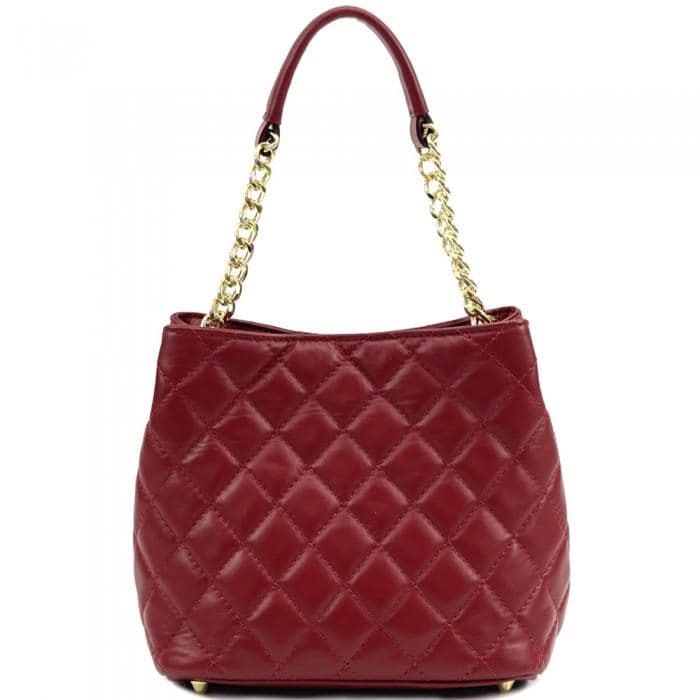 Quilted Leather Tote Bag in Burgundy: Handmade in Italy