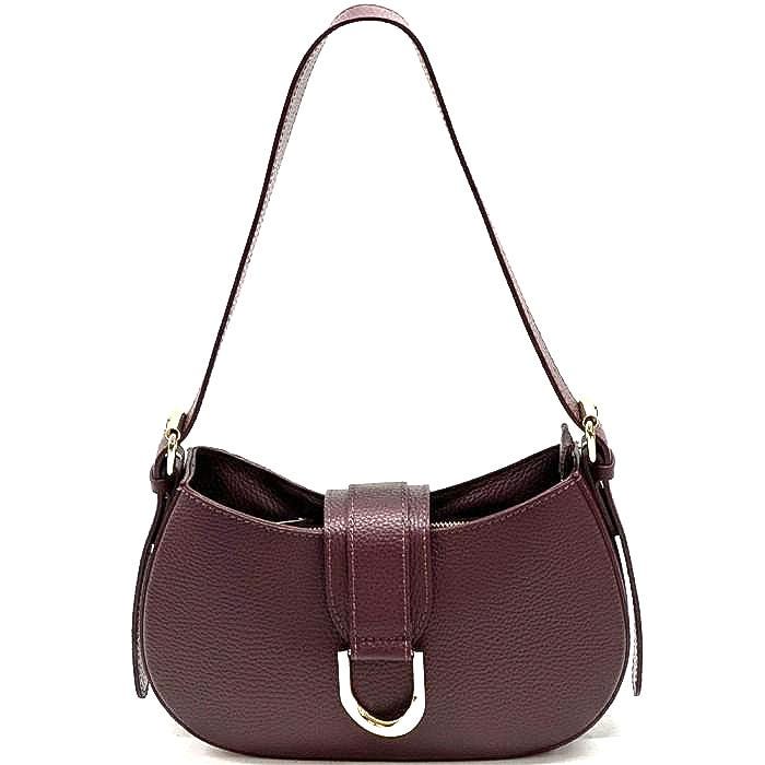 Trending: Compact Shoulder Bag in Pebbled Leather Handmade in Italy