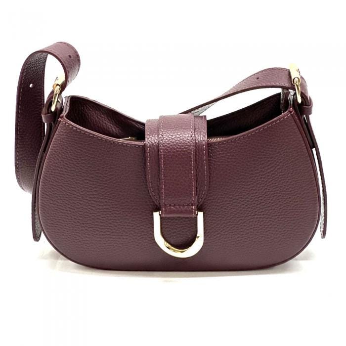 Trending: Compact Shoulder Bag in Pebbled Leather Handmade in Italy