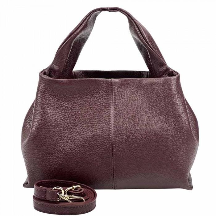 Shoulder or Crossbody Trapeze Bag in Bordeaux: Soft and Supple Italian Leather