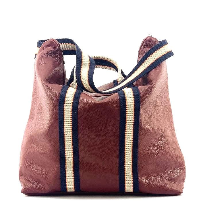 Sporty Chic Italian Leather Tote Backpack: Handmade Tricolor Strap Bag