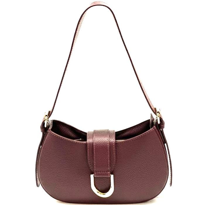 Trending: Compact Shoulder Bag in Pebbled Leather Handmade in Italy