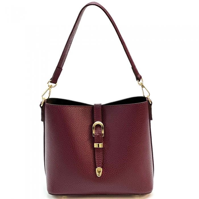 Handmade Italian Leather Bucket Bag: Tan Pebbled Full-Grain