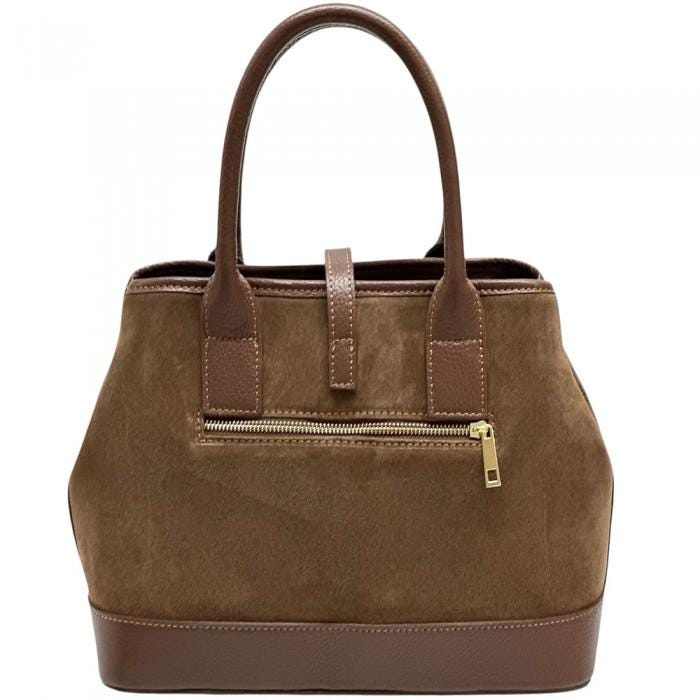 Suede & Italian Leather Tote Bag, Shoulder Strap