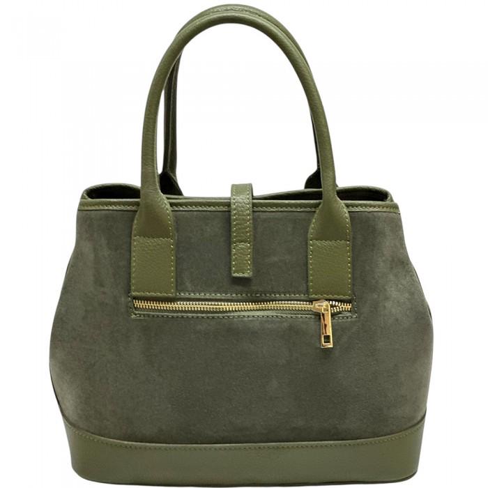 Suede and Leather Tote Bag, Italian Full Grain Leather, Structured Design