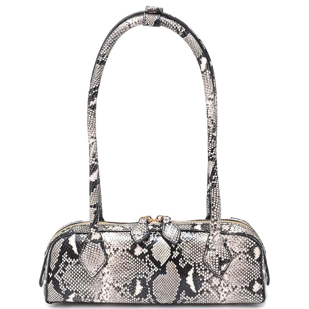 Python Snake Textured Shoulder Bag