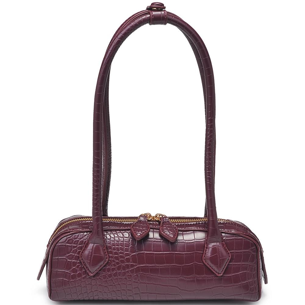Stamped Faux Croc Leather Elongated  Shoulder Bag or Clutch
