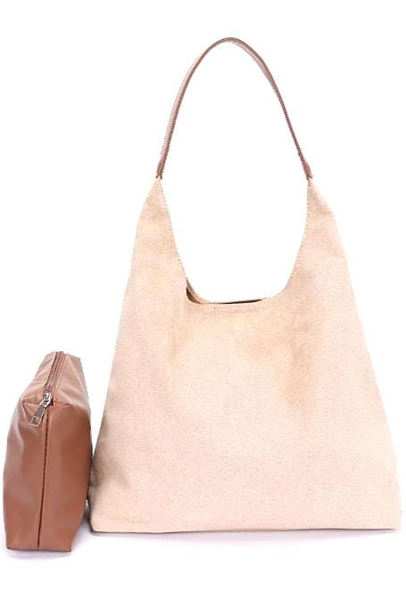 Soft Suede Hobo Bag with Pouch in Lux Vegan Leather