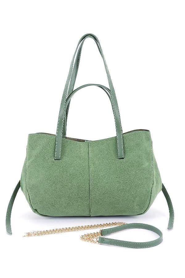 Vegan Suede Shoulder Bag with Chain Strap - 5 Colors