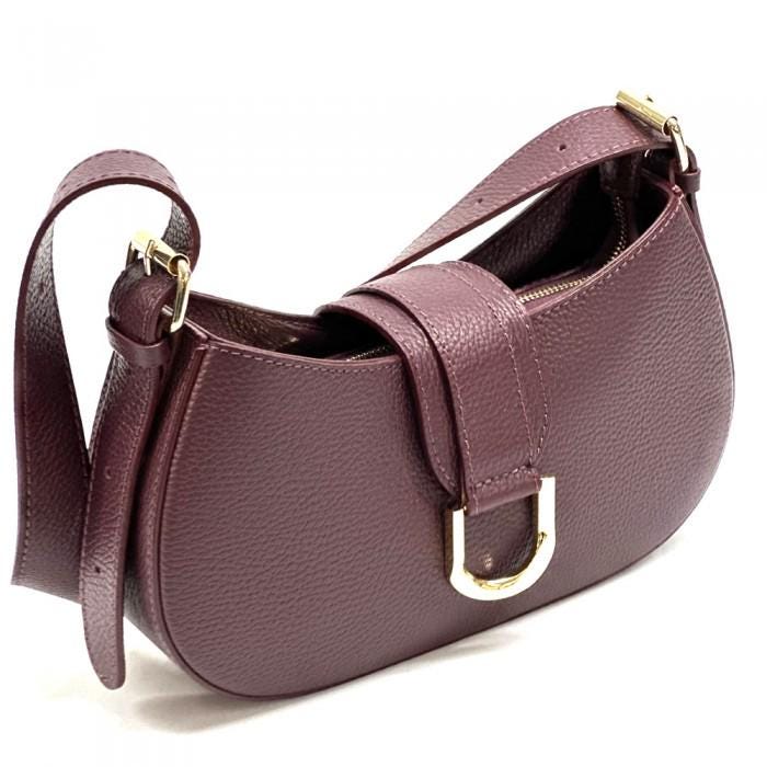Trending: Compact Shoulder Bag in Pebbled Leather Handmade in Italy