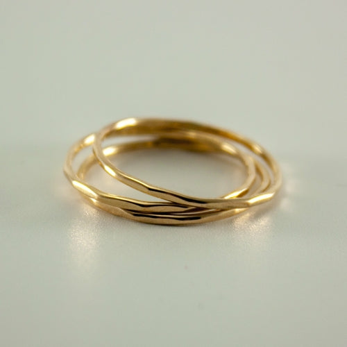 Hammered 14k Gold Filled Slim Ring Stack - Choose Your Size