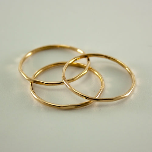 Hammered 14k Gold Filled Slim Ring Stack - Choose Your Size