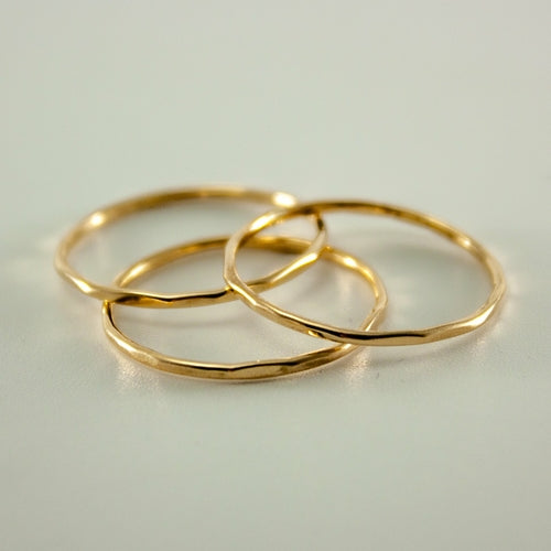 Hammered 14k Gold Filled Slim Ring Stack - Choose Your Size